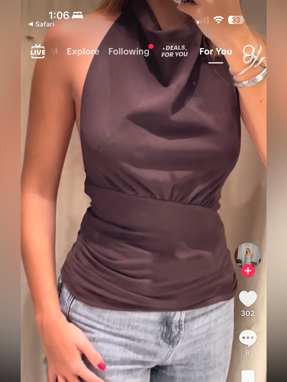 Zara Brown Halter Neck Camisole